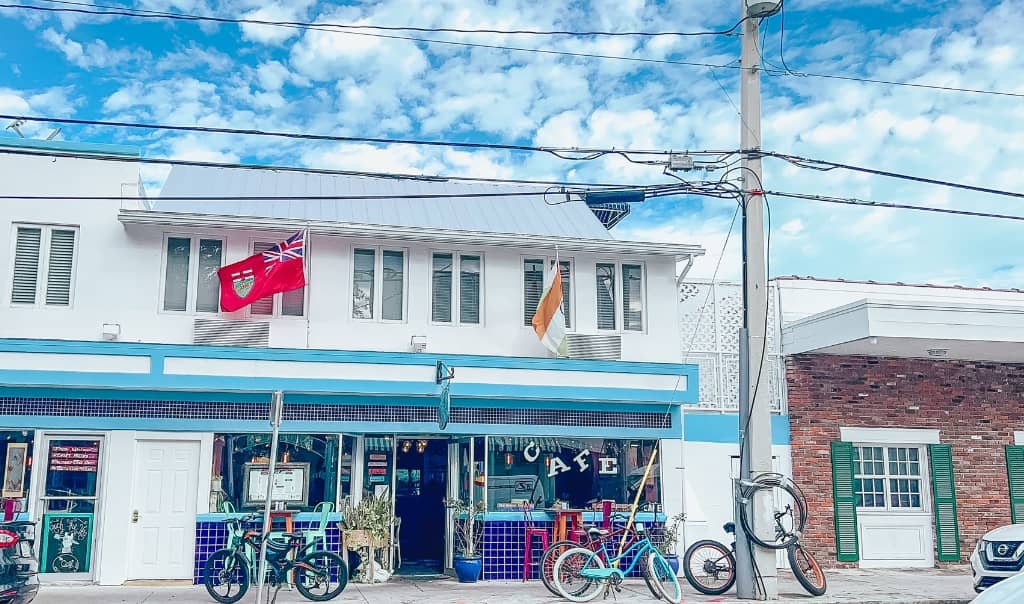 outside of a coffee shop in key west