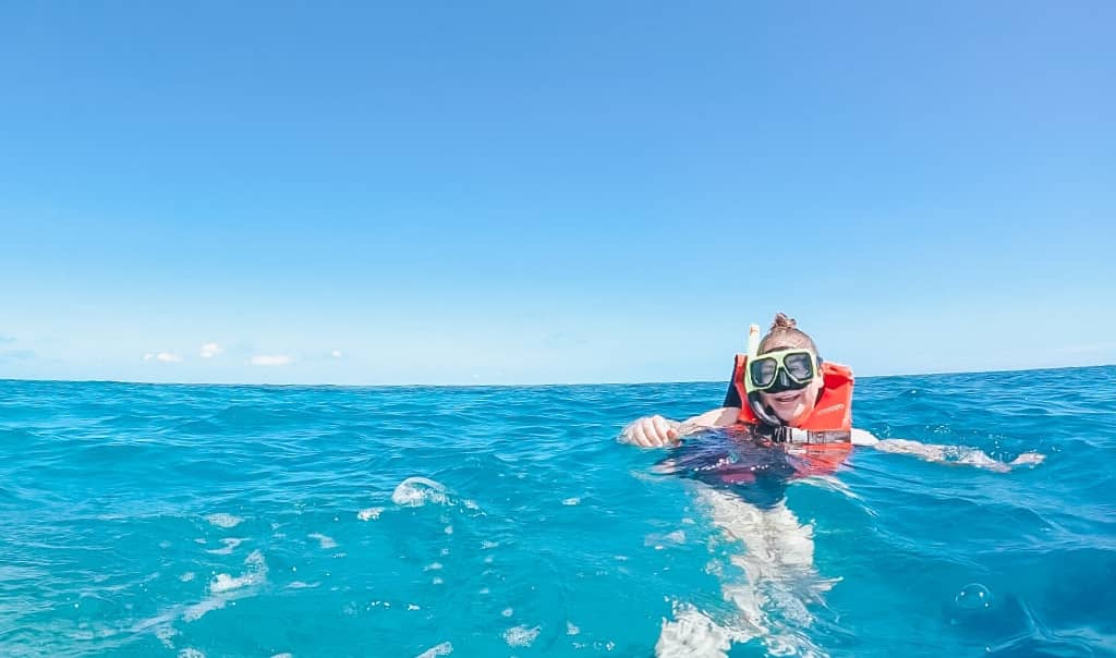 girl in the middle of the ocean