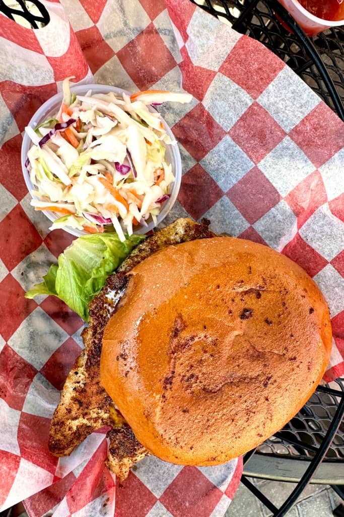 fish sandwich at twisted shrimp in islamorada