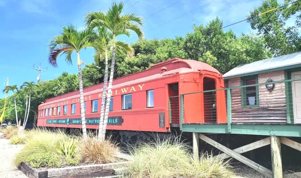 red train in front of crane point hammock museum and nature center